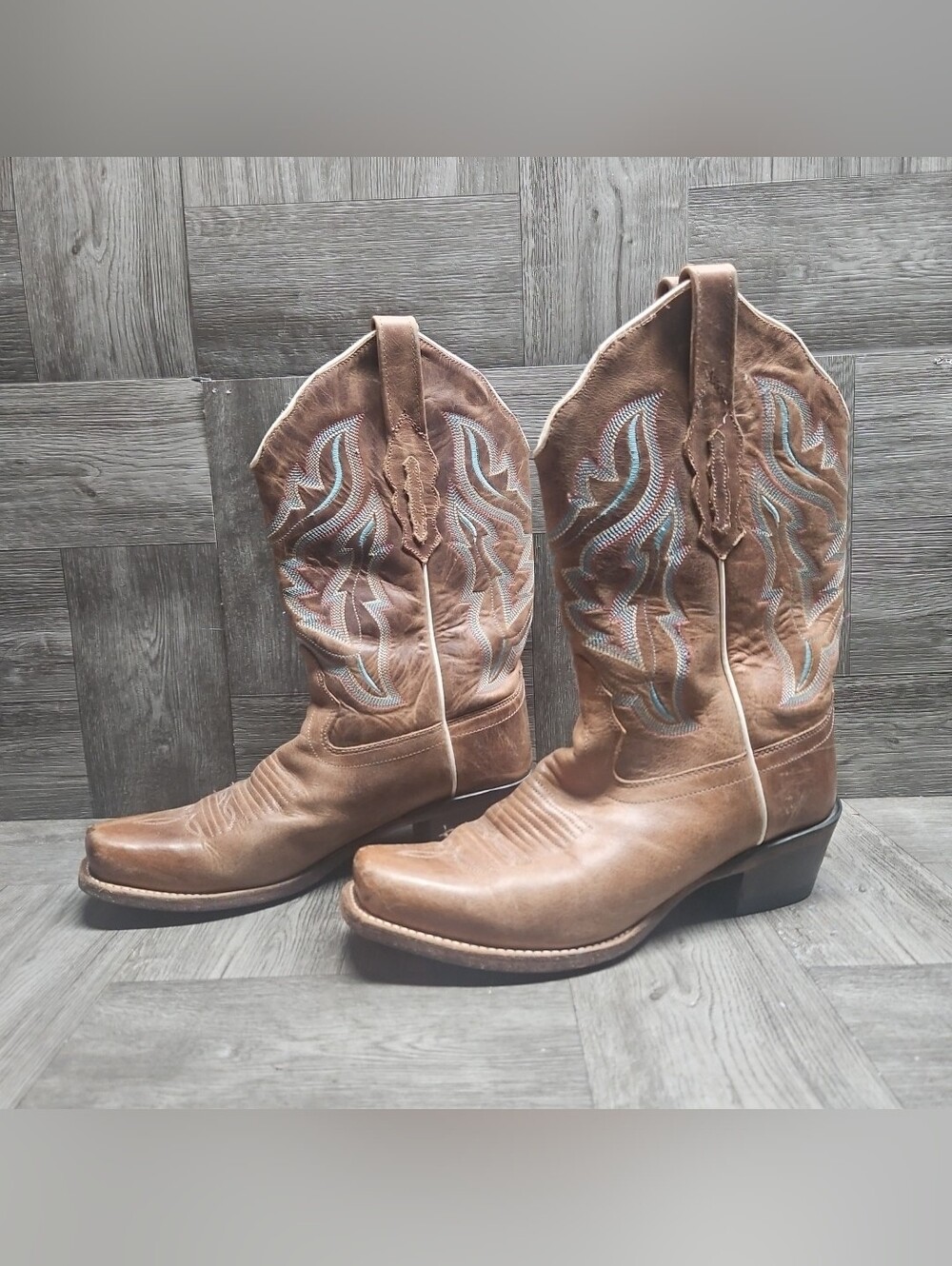 Old West Leather Cowgirl Boots 18006 Embroidered Size 6.5